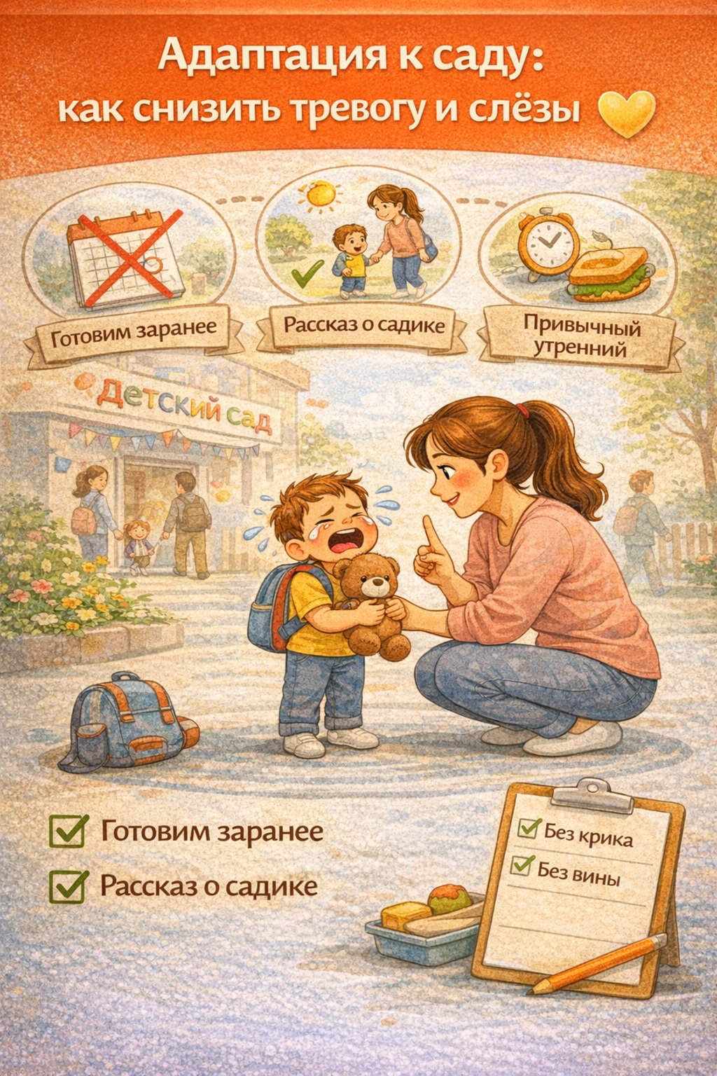 Адаптация к саду: как снизить тревогу и слёзы