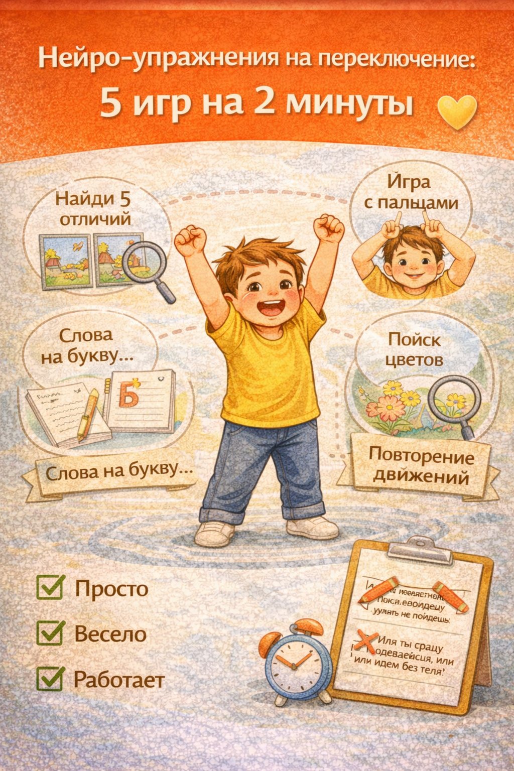 Нейро‑упражнения на переключение: 5 игр на 2 минуты